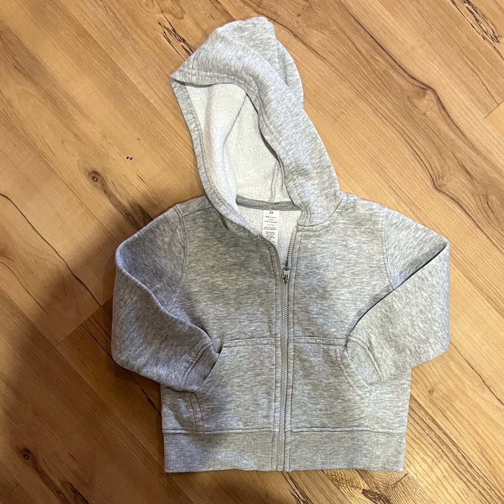 George Light Gray Kids Zip-Up Hooded Sweatshirt